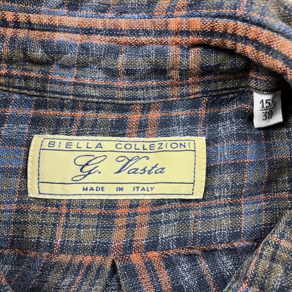 G Vasta Shirt Medium Flannel Plaid Biella Collezioni Button Up Italy Mens - Picture 2 of 10